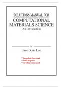 Solutions for Computational Materials Science, An Introductions, 2nd Edition by Lee (All Chapters included)