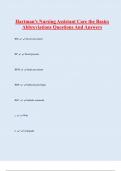 Hartman's Nursing Assistant Care the Basics  Abbreviations Questions And Answers