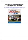 Prehospital Emergency Care 10th Edition Mistovich Test Bank  