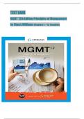 TEST BANK For MGMT 12th Edition, Principles of Management By Chuck Williams, Verified Chapters 1 - 18, Complete Newest Version