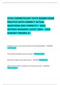 UTAH COSMETOLOGY STATE BOARD EXAM PRACTICE WITH CORRECT ACTUAL QUESTIONS AND CORRECTLY  WELL DEFINED ANSWERS LATEST 2024 – 2025  ALREADY GRADED A+   