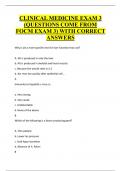 CLINICAL MEDICINE EXAM 3   (QUESTIONS COME FROM FOCM EXAM 3) WITH CORRECT ANSWERS  