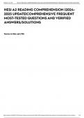 HESI A2 READING COMPREHENSION |2024-2025 UPDATE|COMPREHENSIVE FREQUENT MOST-TESTED QUESTIONS AND VERIFIED ANSWERS/SOLUTIONS