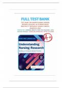 Test Bank For Understanding Nursing Research Building an Evidence-Based Practice, 8th Edition By Susan K. Grove, All Chapters 1-14 ||Complete Study  Guide A+