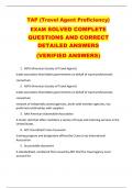 TAP (Travel Agent Proficiency)  EXAM SOLVED COMPLETE  QUESTIONS AND CORRECT  DETAILED ANSWERS   (VERIFIED ANSWERS) 