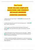 Tap Travel   EXAM SOLVED COMPLETE  QUESTIONS AND CORRECT  DETAILED ANSWERS   (VERIFIED ANSWERS) 