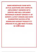 NAMS MENOPAUSE EXAM WITH ACTUAL QUESTIONS AND COMPLETE 100%CORRECT ANSWERS WITH VERIFIED AND WELL EXPLAINED RATIONALES ALREADY GRADED A+ BY EXPERTS |LATEST VERSION 2024 WITH GUARANTEED SUCCESS AFTER DOWNLOAD ALREADY PASSED!!!!!!! (PROVEN ITS ALL YOU NEED 