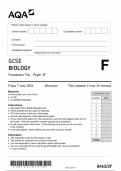 aqa GCSE BIOLOGY PAPER 2F QUESTION PAPER(8461/2F;FOUNDATION TIER)2024