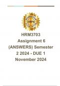 HRM3703 Assignment 6 (ANSWERS) Semester 2 2024 - DUE 1 November 2024 Course HR Information Systems and Technology (HRM3703)