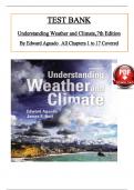 Understanding Weather and Climate 7th Edition Test Bank by Aguado & Burt,  All 17 Chapters Covered, Verified Latest Edition