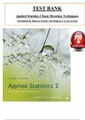 Test Bank - Applied Statistics I Basic Bivariate Techniques 3rd Edition by Rebecca Warner, All 18 Chapters Covered, Verified Latest Edition