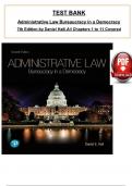 Test Bank For Administrative Law: Bureaucracy in a Democracy 7th Edition by Daniel Hall, ISBN: 9780135186329, All 11 Chapters Covered, Verified Latest Edition