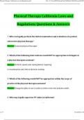 Physical Therapy California Laws and Regulations (2024) Newest Questions and Answers (Verified Answers)