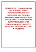  CROSSFIT LEVEL 2 EXAMWITH ACTUAL QUESTIONS AND COMPLETE 100%CORRECT ANSWERS WITH VERIFIED AND WELL EXPLAINED RATIONALES ALREADY GRADED A+ BY EXPERTS |LATEST VERSION 2024 WITH GUARANTEED SUCCESS AFTER DOWNLOAD ALREADY PASSED!!!!!!! (PROVEN ITS ALL YOU NEE