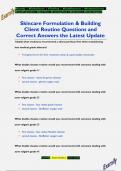 Skincare Formulation & Building  Client Routine Questions and  Correct Answers the Latest Update