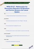 WGU D127 - Mathematics for  Elementary Educators III Questions  and Correct Answers the Latest  Update