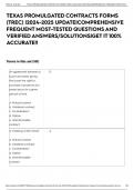 TEXAS PROMULGATED CONTRACTS FORMS (TREC) |2024-2025 UPDATE|COMPREHENSIVE FREQUENT MOST-TESTED QUESTIONS AND VERIFIED ANSWERS/SOLUTIONS|GET IT 100% ACCURATE!!