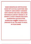  NAMS MENOPAUSE CERTIFICATION EXAM WITH ACTUAL QUESTIONS AND COMPLETE 100%CORRECT ANSWERS WITH VERIFIED AND WELL EXPLAINED RATIONALES ALREADY GRADED A+ BY EXPERTS |LATEST VERSION 2024 WITH GUARANTEED SUCCESS AFTER DOWNLOAD ALREADY PASSED!!!!!!! (PROVEN IT