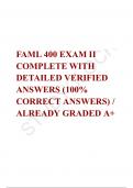 FAML 400 EXAM II COMPLETE WITH DETAILED VERIFIED ANSWERS (100% CORRECT ANSWERS) / ALREADY GRADED A+