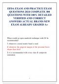 EFDA EXAM AND PRACTICE EXAM QUESTIONS 2024 COMPLETE 300  QUESTIONS WITH 100% DETAILED  VERIFIED AND CORRECT ANSWERS ACTUAL BRAND-NEW EXAM ALREADY GRADED A+