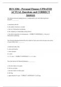 BUS 2204 - Personal Finance UPDATED  ACTUAL Questions and CORRECT  Answers