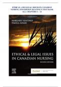 ETHICAL AND LEGAL ISSUES IN CANADIAN NURSING 4TH EDITION KEATING’S TEST BANK ALL CHAPTERS 1 – 12