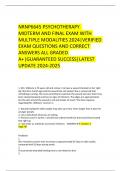   NRNP6645 PSYCHOTHERAPY  MIDTERM AND FINAL EXAM WITH MULTIPLE MODALITIES 2024|VERIFIED EXAM QUESTIONS AND CORRECT ANSWERS ALL GRADED A+|GUARANTEED SUCCESS|LATEST UPDATE 2024-2025