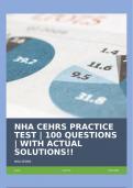 NHA CEHRS PRACTICE TEST | 100 QUESTIONS | WITH ACTUAL SOLUTIONS!!