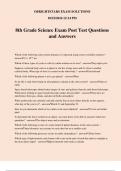 8th Grade Science Exam Post Test Questions and Answers