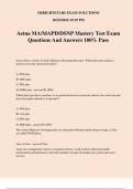 Aetna MA/MAPD/DSNP Mastery Test Exam Questions And Answers 100% Pass