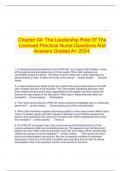   Chapter 04: The Leadership Role Of The Licensed Practical Nurse Questions And Answers Graded A+ 2024.