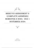 HRM3703 Assignment 6 (COMPLETE ANSWERS) Semester 2 2024 - DUE 1 November 2024.