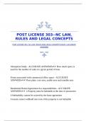 POST LICENSE 303--NC LAW, RULES AND LEGAL CONCEPTS EXAM |ACCURATE ANSWERS