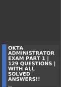 OKTA ADMINISTRATOR EXAM PART 1 | 129 QUESTIONS | WITH ALL SOLVED ANSWERS!!