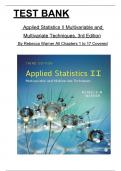 Test Bank For Applied Statistics II Multivariable and Multivariate Techniques, 3rd Edition by Rebecca Warner All 1-17 Chapters Covered ,Latest Edition, ISBN:9781544398723