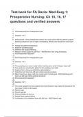  Test bank for FA Davis: Med-Surg 1: Preoperative Nursing: Ch 15, 16, 17 questions and verified answers