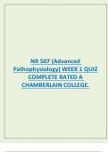 NR 507 (Advanced  Pathophysiology) WEEK 1 QUIZ  COMPLETE RATED A  CHAMBERLAIN COLLEGE.