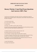 Barney Fletcher Cram Final Exam Questions And Answers 100% Pass