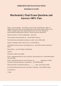 Biochemistry Final Exam Questions and Answers 100% Pass