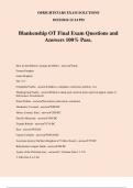 Blankenship OT Final Exam Questions and Answers 100% Pass.