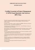 Certified Associate in Project Management (CAPM) Exam Questions And Answers 100% Pass.