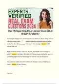 Your Michigan Chauffeur License/ Exam Q&A/ Already Graded A+