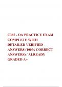 C365 - OA PRACTICE EXAM COMPLETE WITH DETAILED VERIFIED ANSWERS (100% CORRECT ANSWERS) / ALREADY GRADED A+