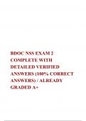 BDOC NSS EXAM 2 COMPLETE WITH DETAILED VERIFIED ANSWERS (100% CORRECT ANSWERS) / ALREADY GRADED A+