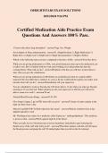 Certified Medication Aide Practice Exam Questions And Answers 100% Pass.