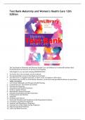 TEST BANK MATERNITY & WOMEN’S HEALTH CARE 12TH EDITION LOWDERMILK Test Bank Questions With Complete Solutions Latest 2024|25 ||Answersheet 