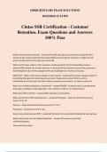 Cintas SSR Certification - Customer Retention. Exam Questions and Answers 100% Pass