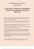 Cintas Safety Certification for Maintenance Partners. Exam Questions and Answers 100% Pass