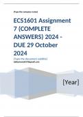 ECS1601 Assignment 7 (COMPLETE ANSWERS) 2024 - DUE 29 October 2024; 100% TRUSTED Complete, trusted solutions and explanations.Ensure your success with us...