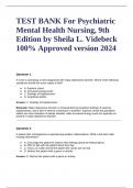 TEST BANK For Psychiatric Mental Health Nursing, 9th Edition by Sheila L. Videbeck 100% Approved version 2024